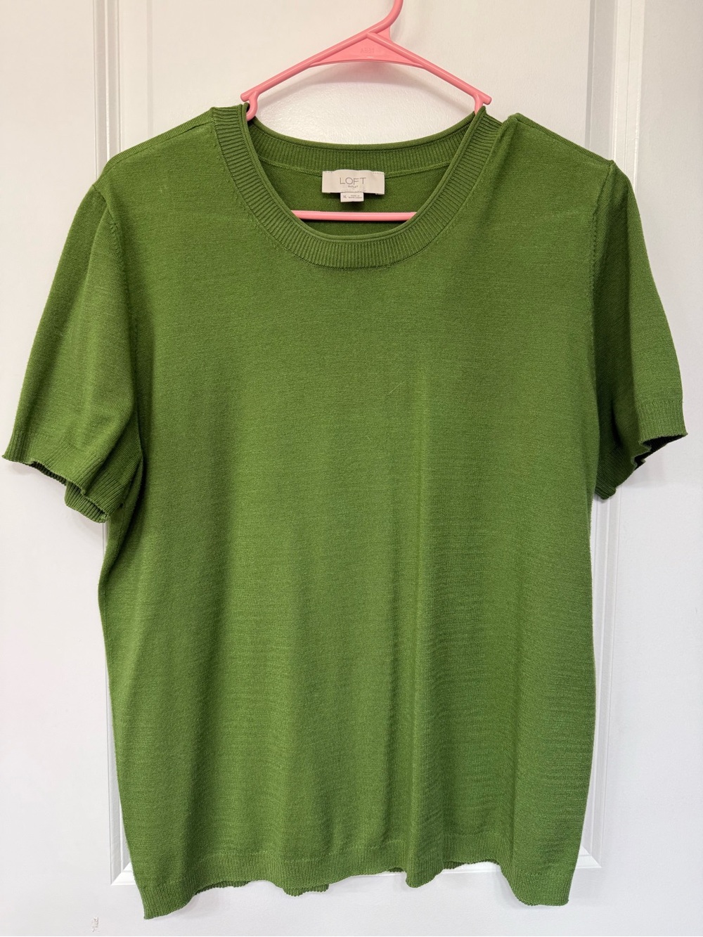 LOFT Women's XL Short Sleeve Sweater Top - Mossy Green